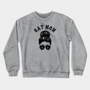 Cat Mom Messy Bun and Aviator Sunglasses Graphic design Crewneck Sweatshirt